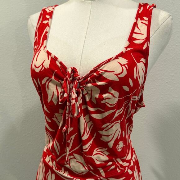 Cabi Tearoom Maxi Sleeveless Dress Red Cream Floral Large Stretch Chic Vacation - Picture 5 of 7